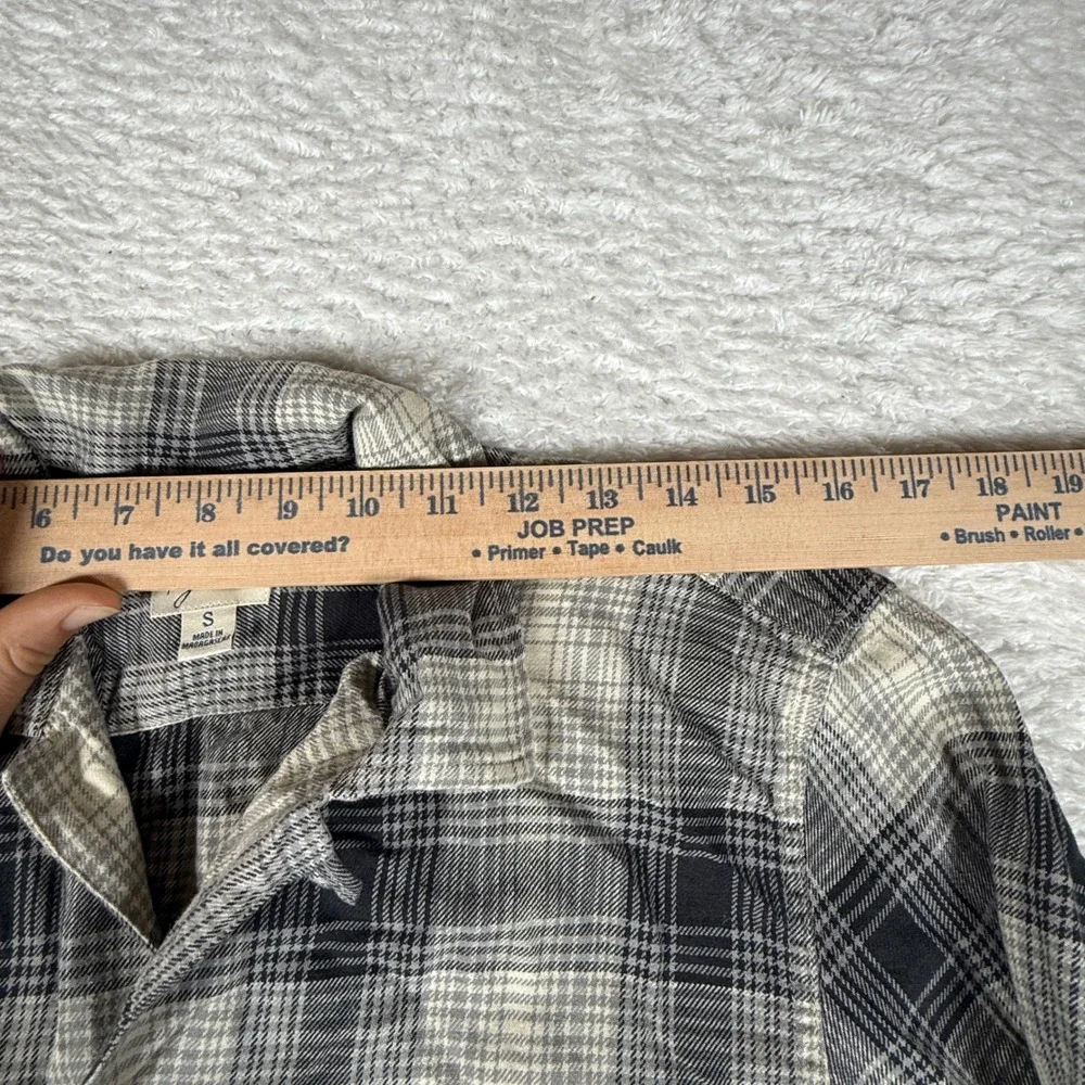 J. Crew CN407 Mens S Beige Gray Plaid L/S Button Front Cotton Hemp Shirt